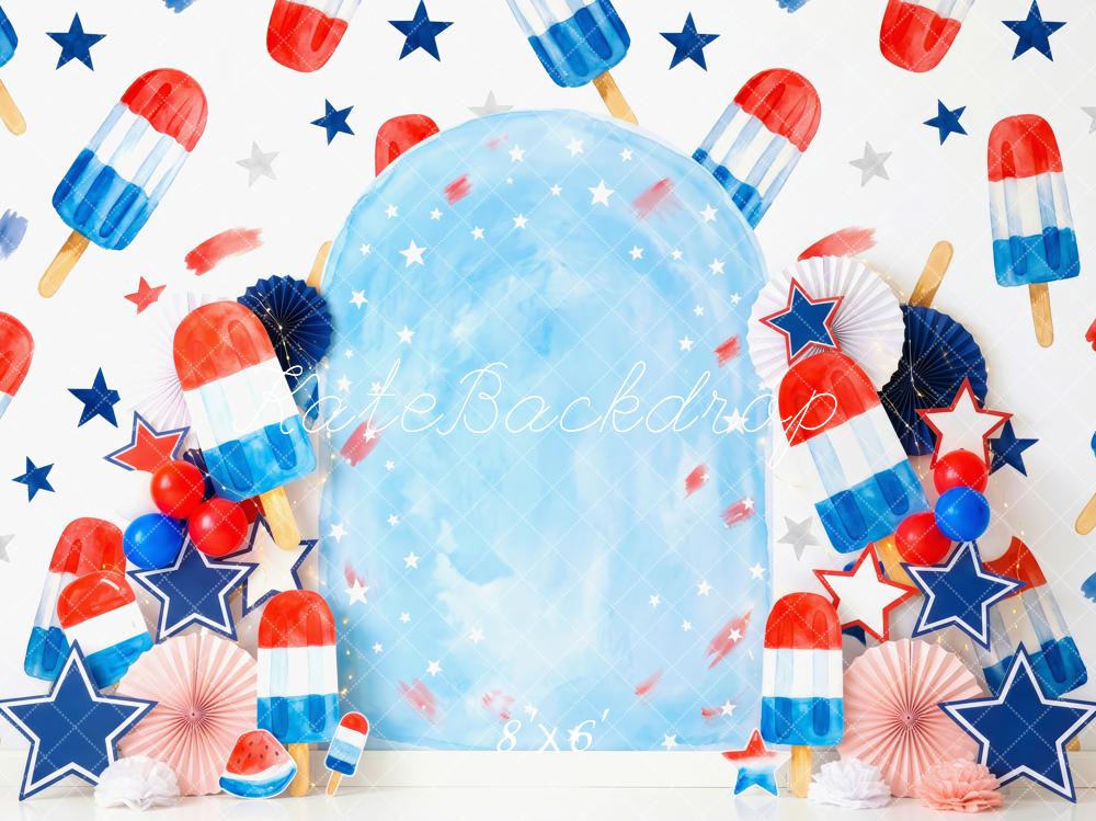 Kate Independence Day Red White Blue Popsicle Stars Printed Backdrop Designed by Patty Roberts