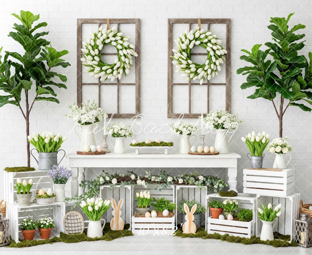 Kate Easter Bunny White Tulip Wreath Spring Decor Backdrop Designed by Patty Roberts