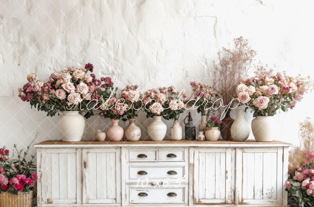 Spring Floral Vase Vintage Foto Achtergrond Designed by Patty Roberts