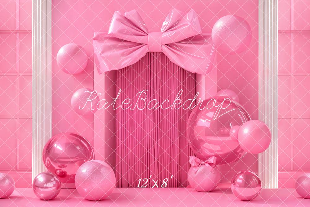 Kate Cake Smash Pink Bow Balloons Gift Boxes Backdrop Designed by Emetselch