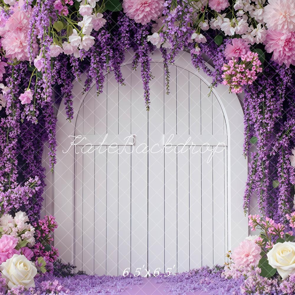 Kate Spring Flower Arch Pink Purple Door Entrance Backdrop Designed by Mini MakeBelieve