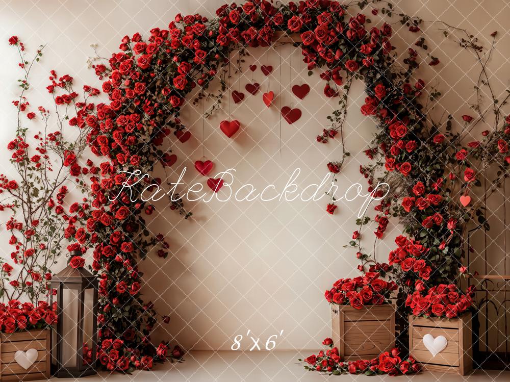 Valentine Flower Arch Red Rose Foto Achtergrond Designed by Emetselch