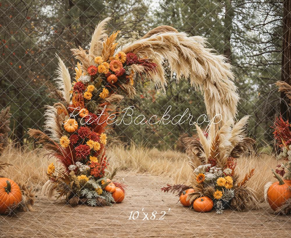 Herfst Boho Bloemenboog Foto Achtergrond Ontworpen door Emetselch