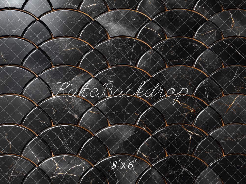 Kate Black Scallop Marble Floor Backdrop Designed by Mini MakeBelieve