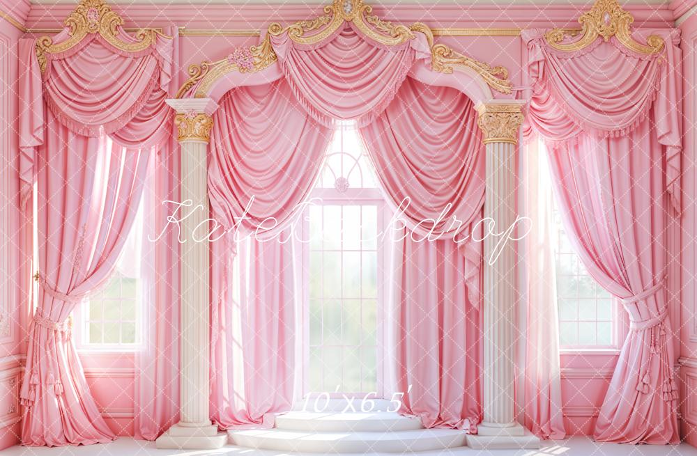 Tende Eleganti Retro Rosa con Arcata Sfondo Designed by Emetselch