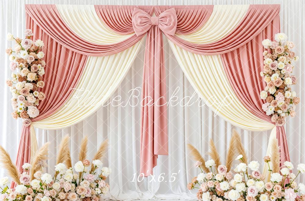 Kate Mother's Day Blush Pink Drapes Flower Arch Pampas Grass Backdrop Designed by Patty Roberts