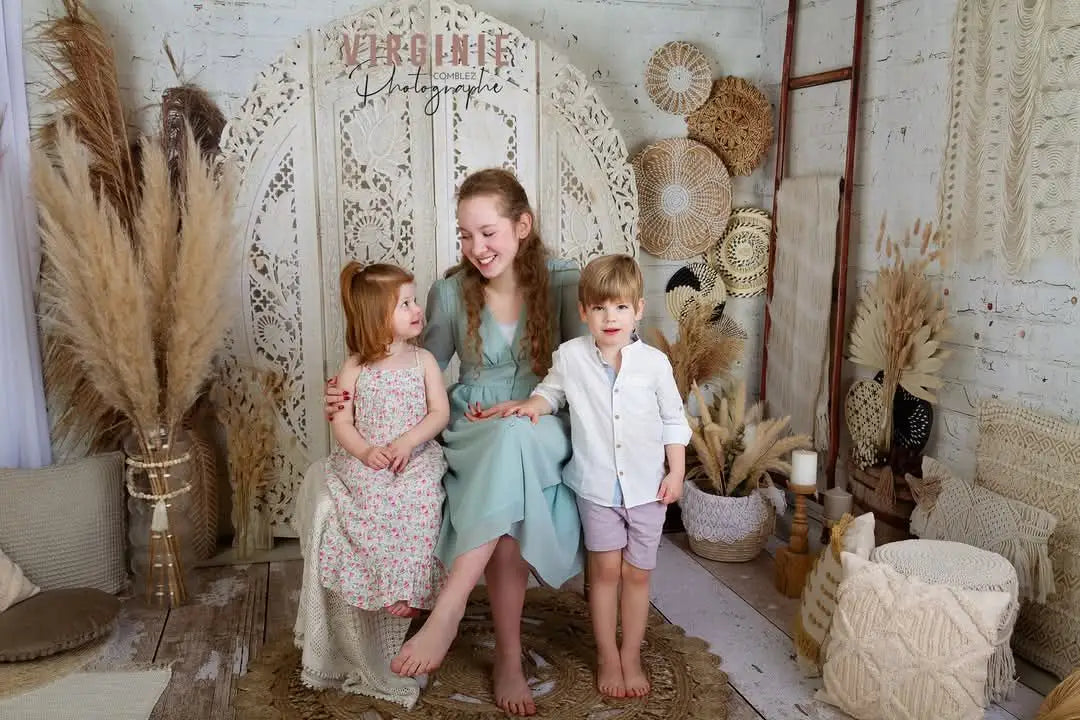 Kate Mother's Day Boho Arch Wall Pampas Grass Backdrop Designed by Mandy Ringe Photography