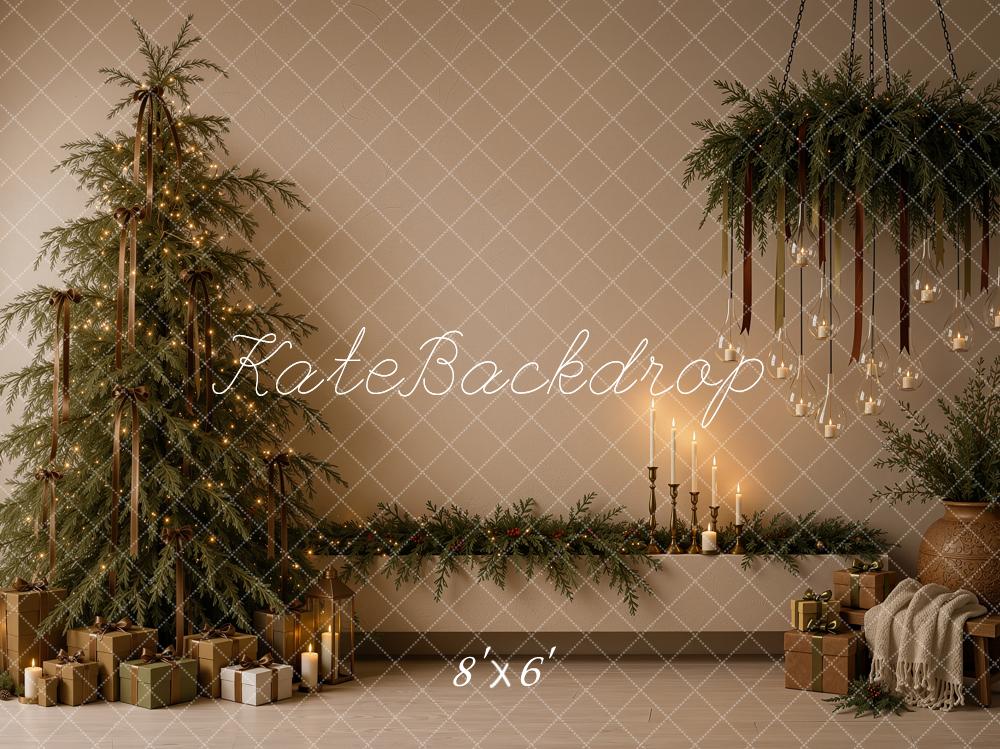 Kate Christmas Tree Candlelight Garland Printed Backdrop Designed by Ashley Ward