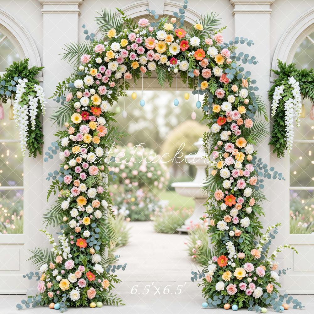Kate Spring Flower Arch Pastel Eggs Garden Backdrop Designed by Mini MakeBelieve