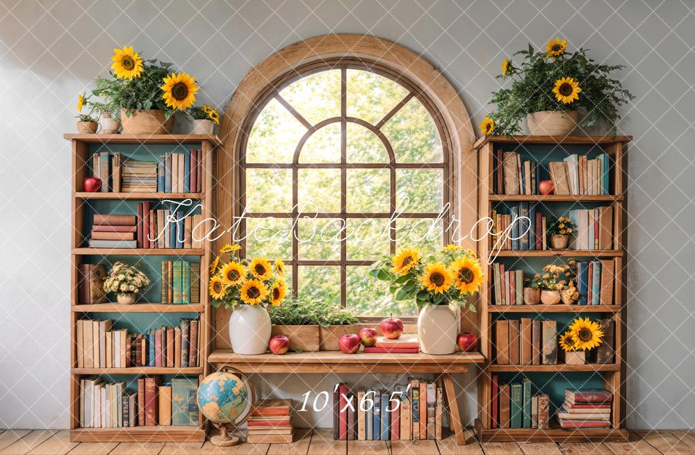 Kate Graduation Sunflower Bookshelf Window Backdrop Designed by Emetselch