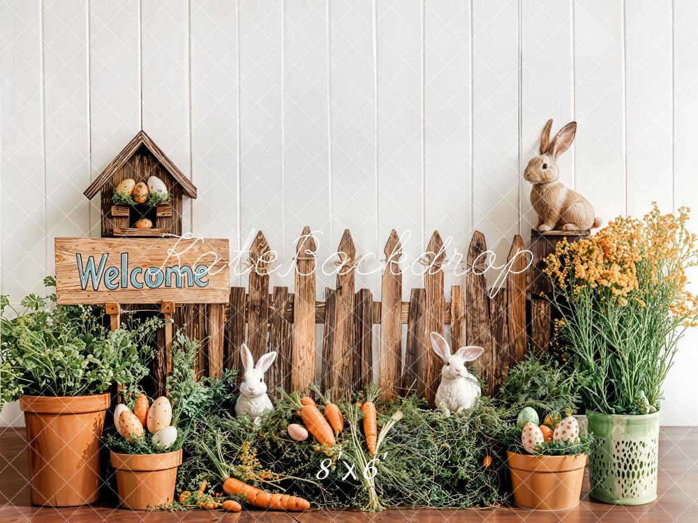 Kate Easter Bunny Wood Fence Backdrop Designed by Emetselch