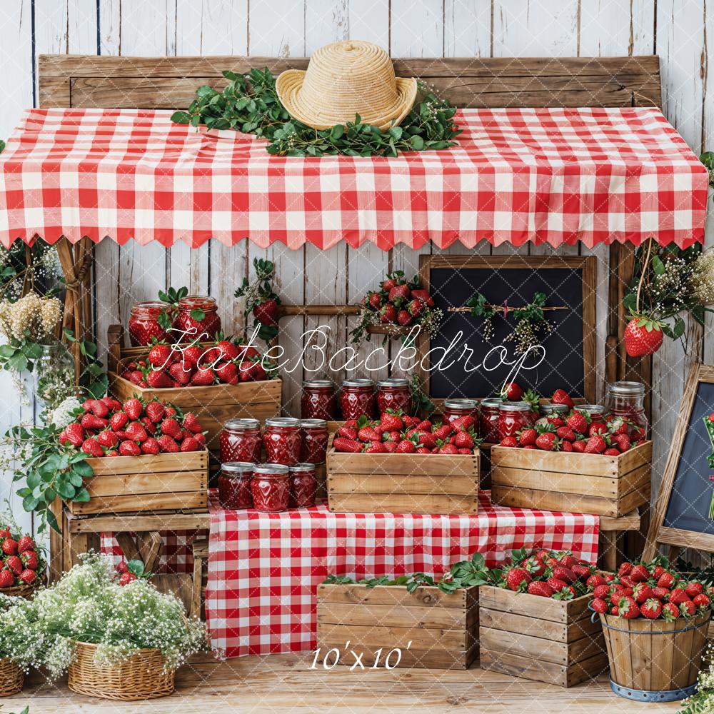 Spring Strawberry Market Stand Foto Achtergrond Designed by Emetselch