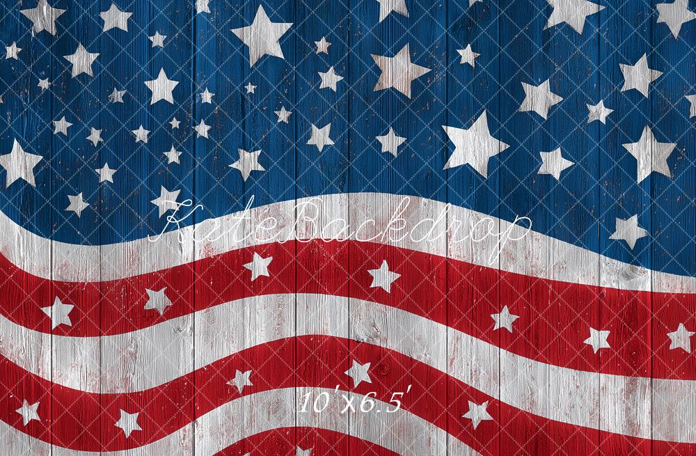 Kate Independence Day Stars Stripes Vintage Wood Backdrop Designed by Angela Miller
