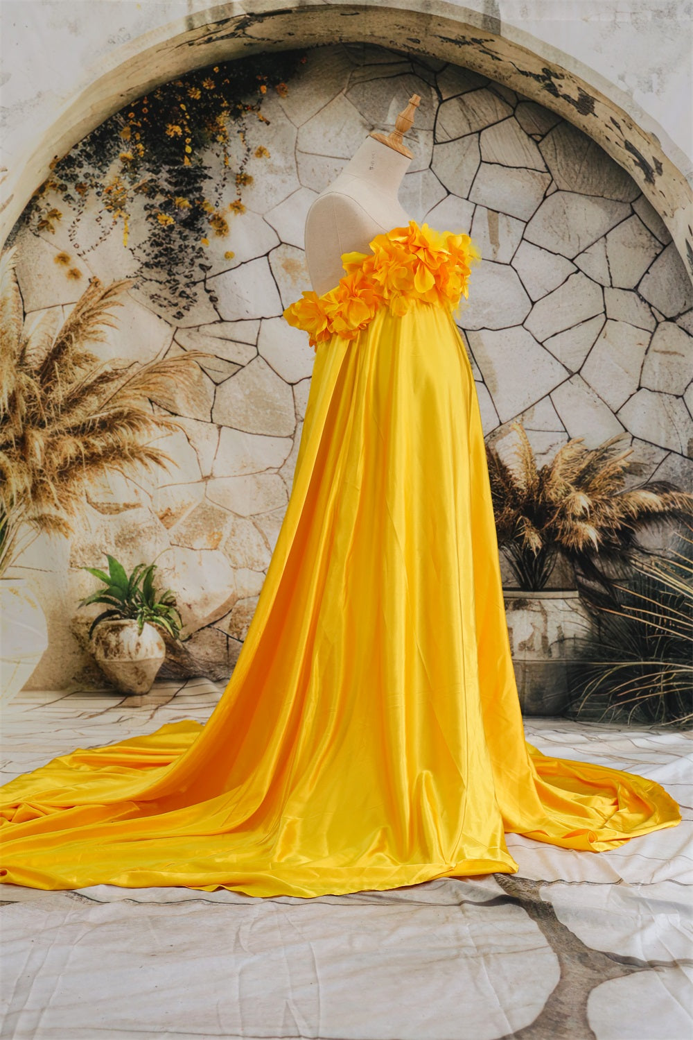 Kate Simulated Silk Strapless Trailing Custom Maternity Photoshoot Gowns