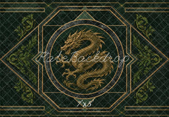 Kate Dark Green Dragon Art Deco Geometric Printed Backdrop Designed by Vertigo Productions