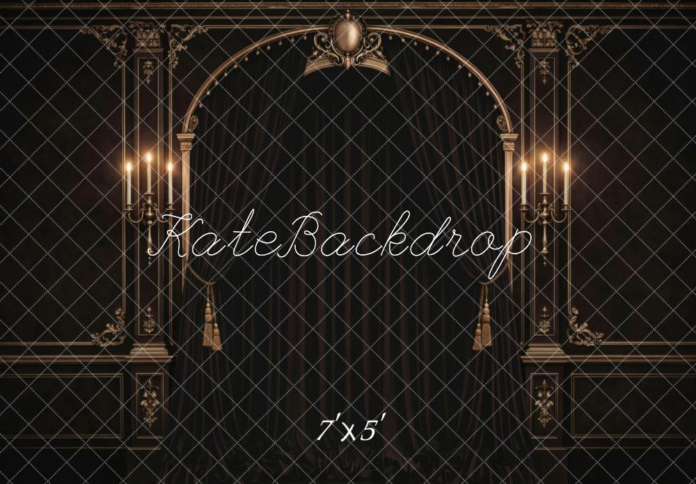 TEST Kate Dark Vintage Arch Candlestick Wall Panel Printed Backdrop Designed by Vertigo Productions