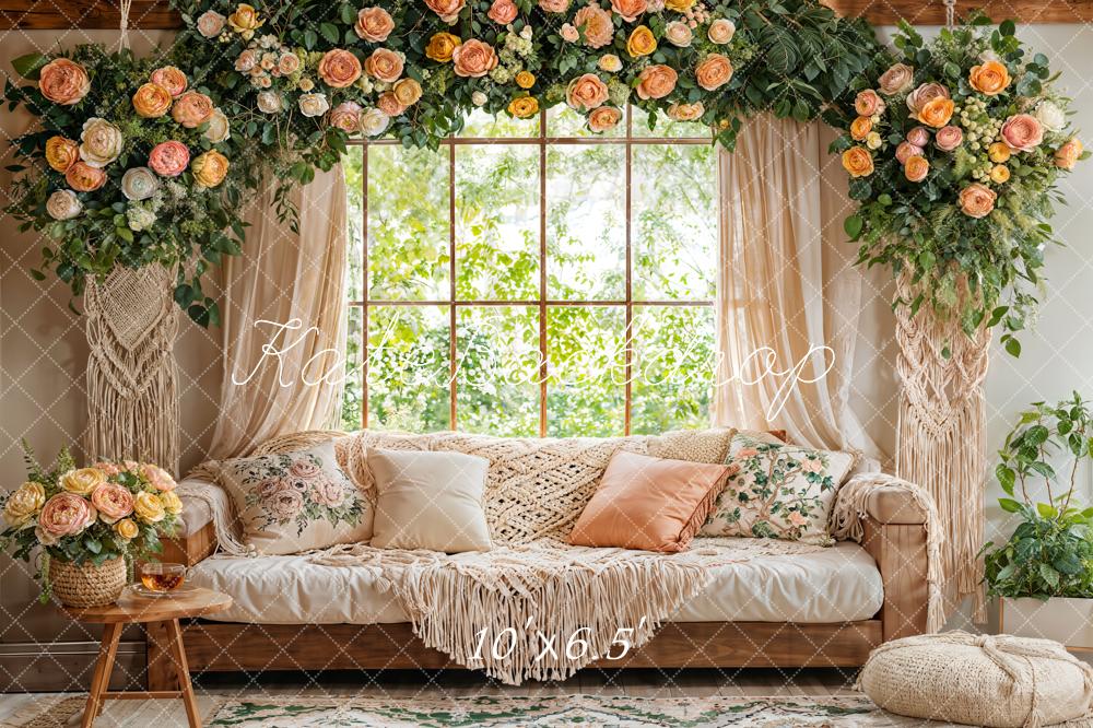 Kate Spring Flower Arch Macrame Sofa Window Backdrop Designed by Emetselch