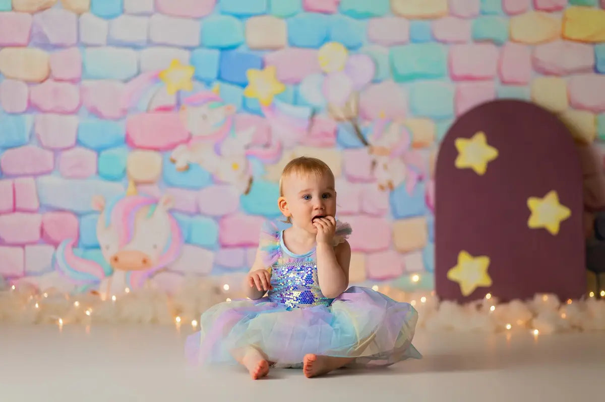 Kate Pastel Stone Brick Wall Backdrop Designed by Mini MakeBelieve