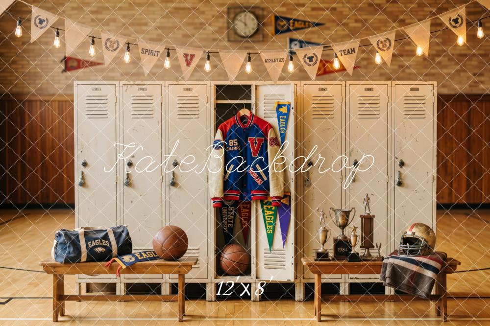 Kate Back To School Varsity Sports Locker Room Printed Backdrop Designed by Patty Roberts