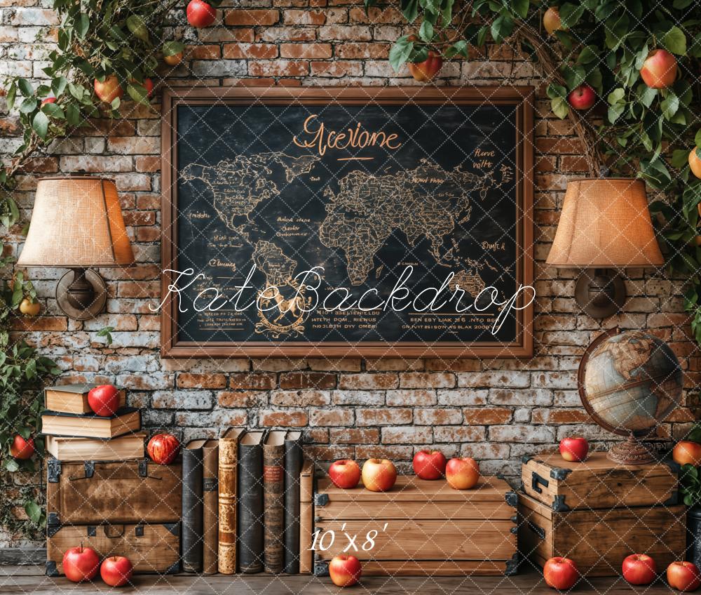 Kate Back To School/Graduation Vintage Map Books Backdrop Designed by Emetselch