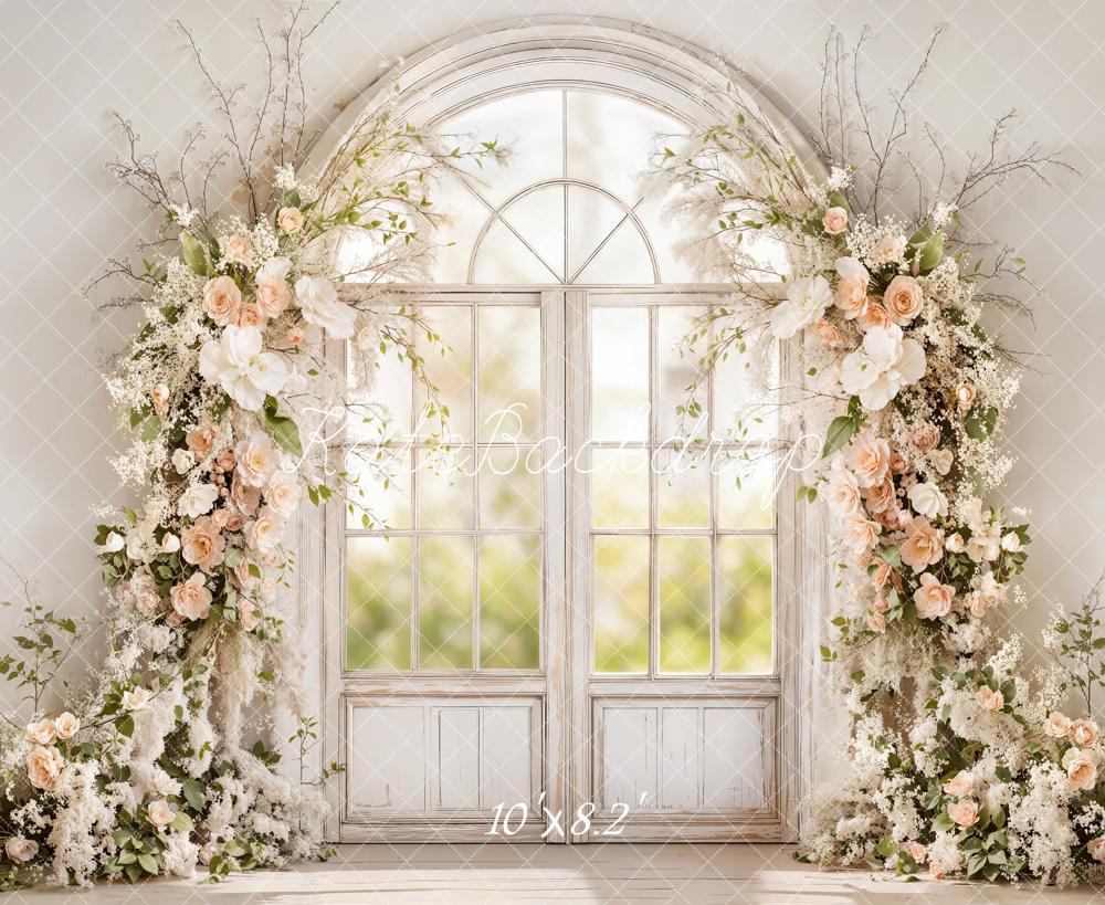 Kate Spring Flower Arch White Window Backdrop Designed by Emetselch