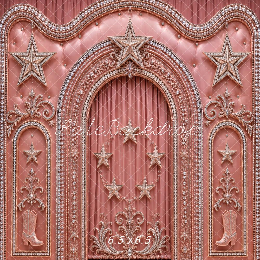 Kate Western Star Arch Cowboy Boots Pink Printed Backdrop Designed by Vertigo Productions