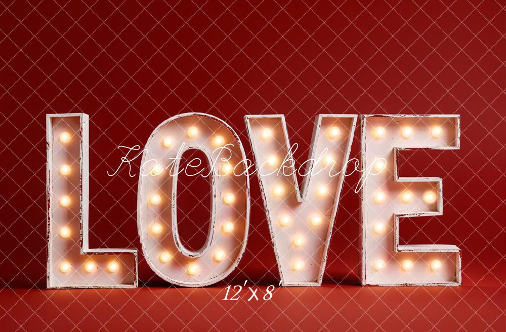Kate Valentine's Day Red Marquee Love Letters Backdrop Designed by Emetselch