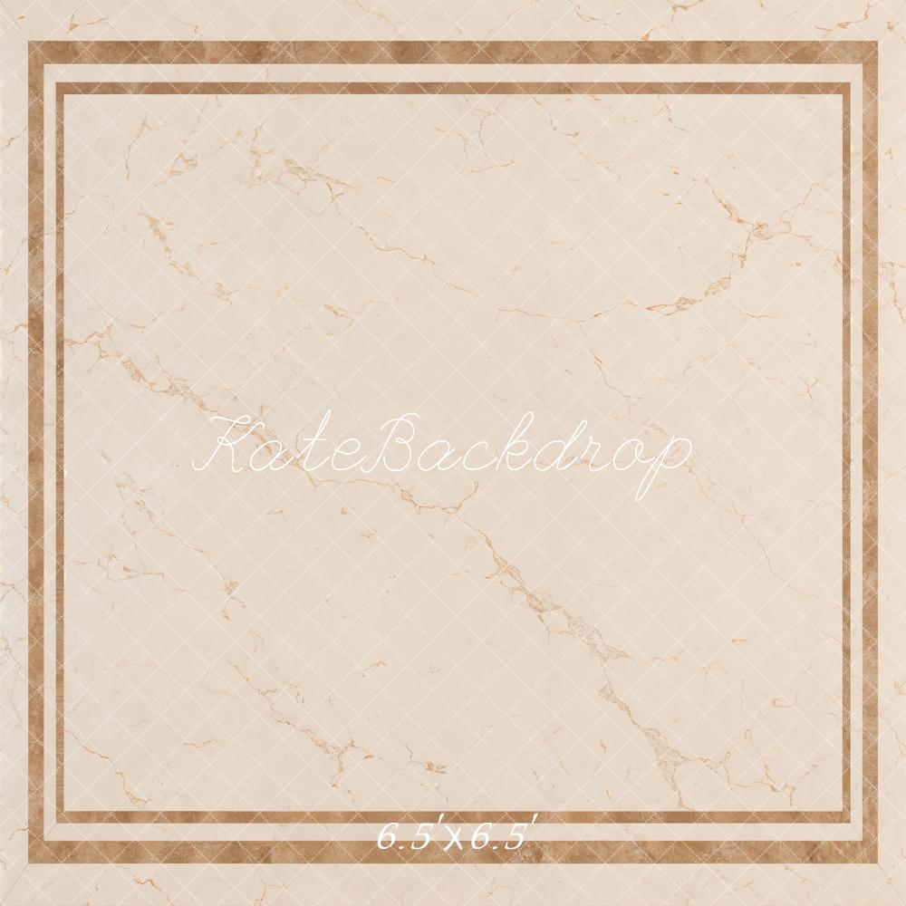Kate Beige Marble Border Floor Printed Backdrop Designed by Emetselch