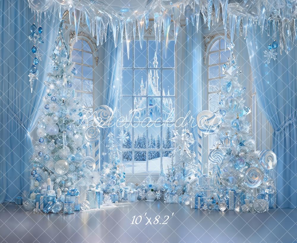 Kate Christmas Fairytale Icy Trees Blue Winter Castle Backdrop Designed by Emetselch
