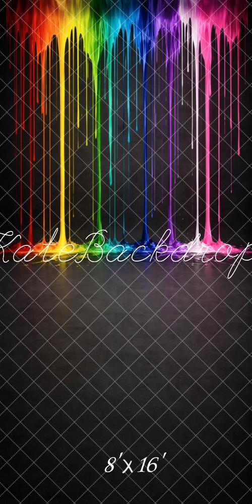 Kate Sweep Rainbow Dripping Paint Abstract Wall Printed Backdrop Designed by Vertigo Productions