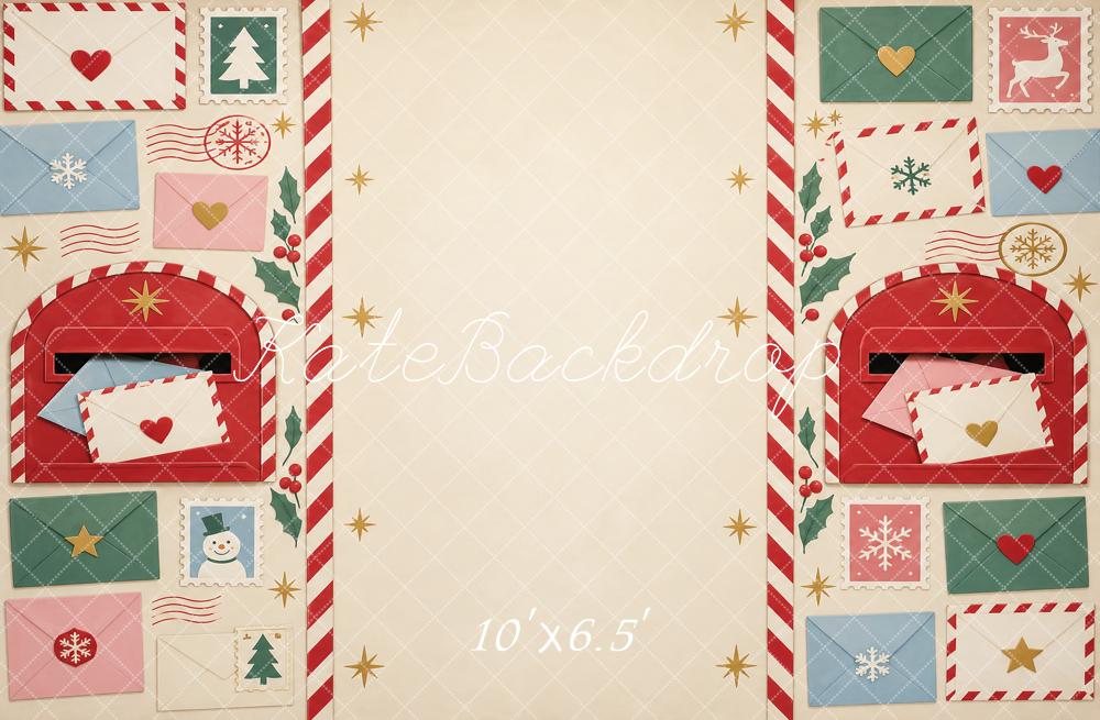 Kate Christmas Mailbox Envelopes Stamps Snowflakes Printed Backdrop Designed by Vertigo Productions