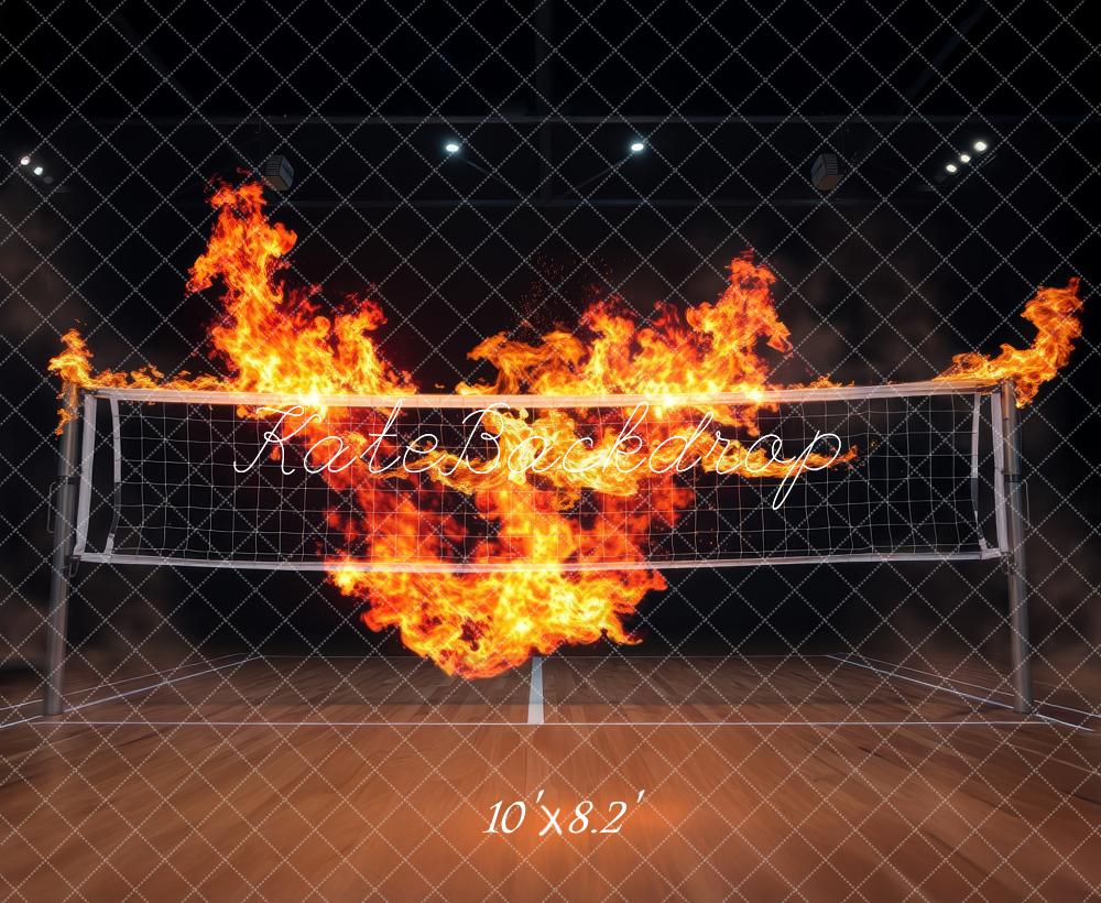 Sports Volleyball Flames Net Foto Achtergrond Designed by Laura Bybee