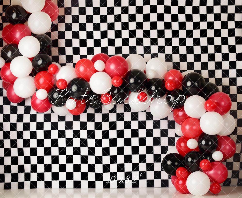 Fondo de globo a rayas a cuadros diseñado por Mandy Ringe Photography