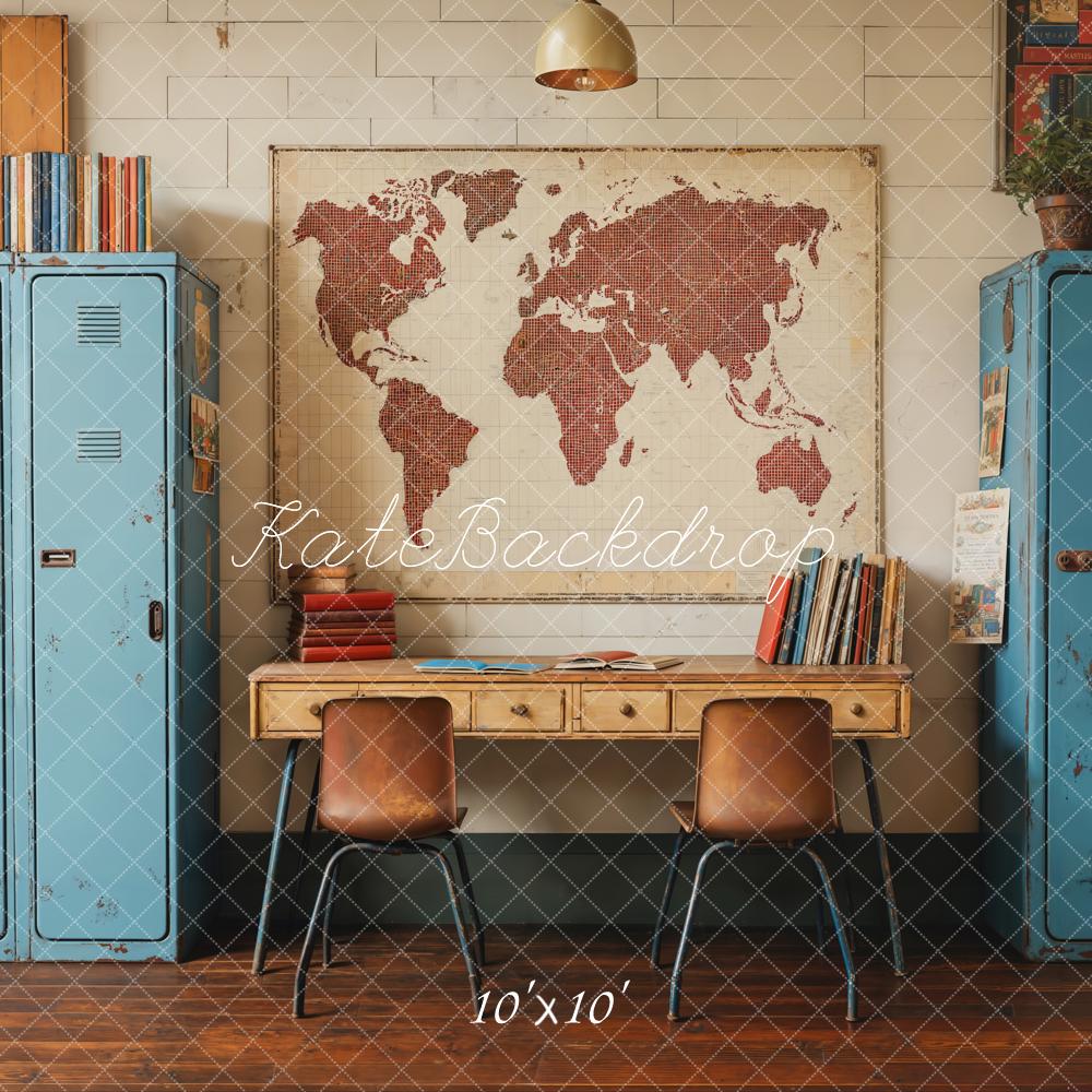 Fondo de Taquilla Azul Vintage de Regreso a Clases Diseñado por Emetselch