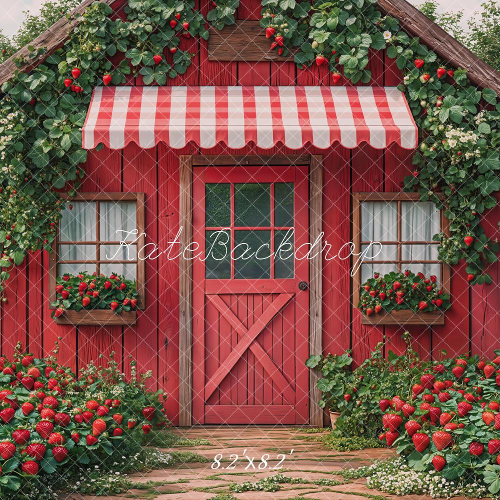 Kate Spring Strawberry Red Cottage Garden Backdrop Designed by Emetselch