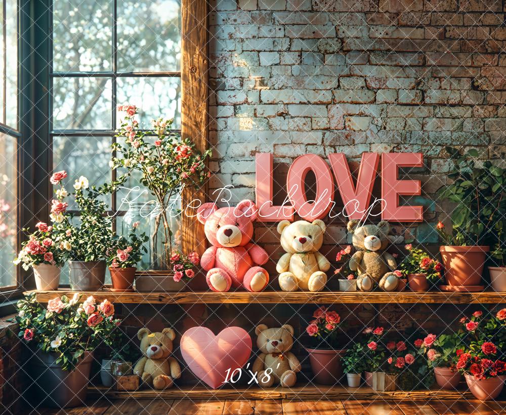 Fondo Floral del Osito de Peluche de Amor diseñado por Emetselch