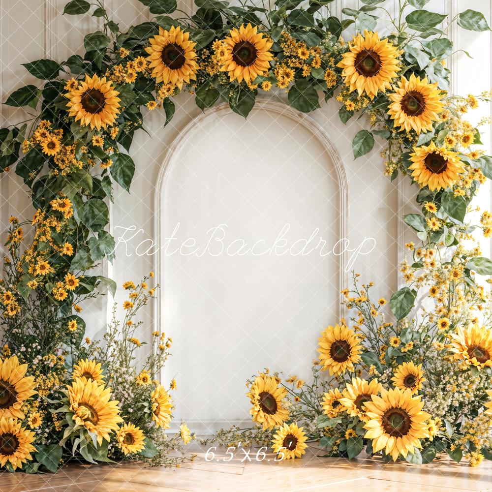 Kate Sunflower Arch Floral Retro Wall Backdrop Designed by Emetselch