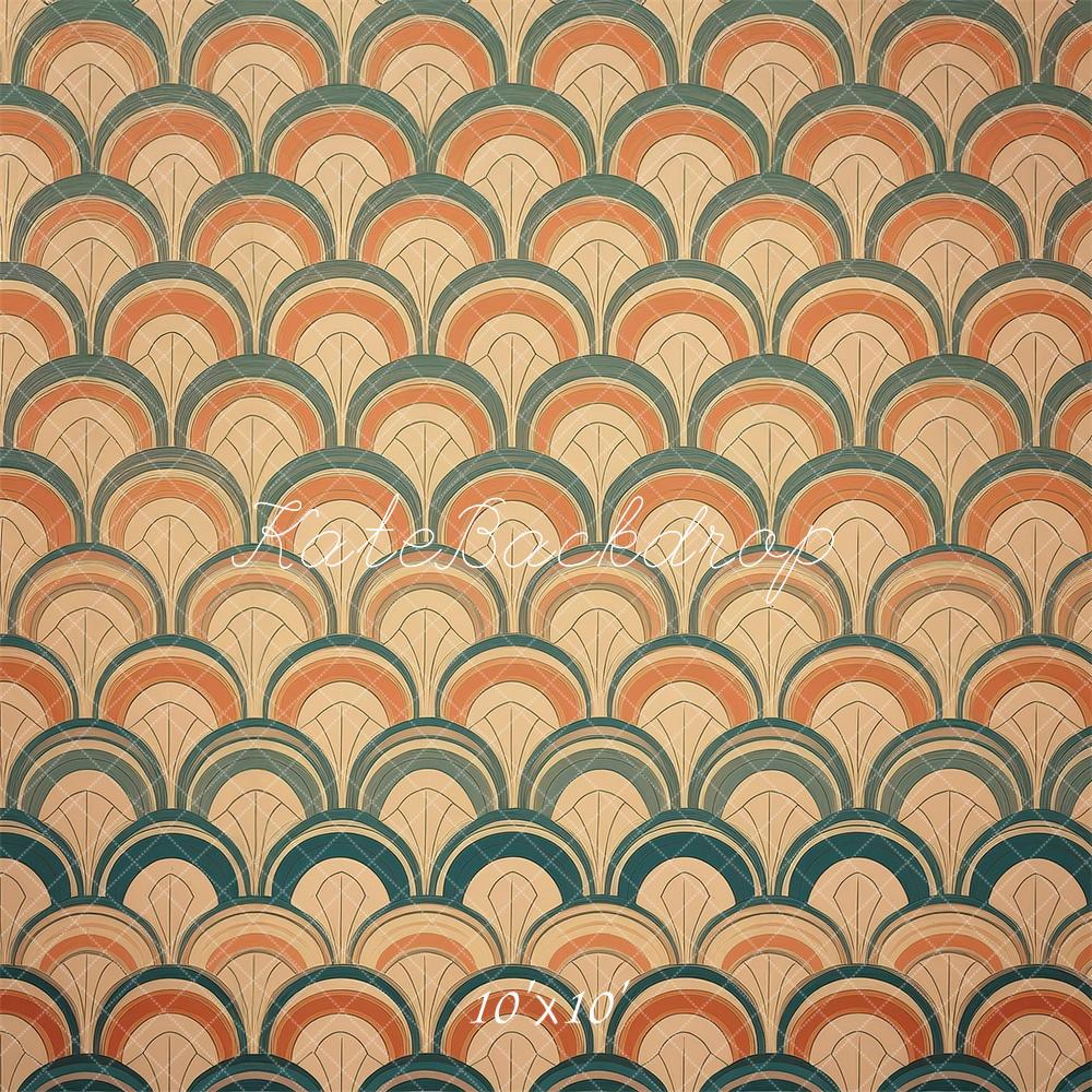Kate Mid Century Modern Retro Scallop Pattern Backdrop Designed by Mandy Ringe Photography