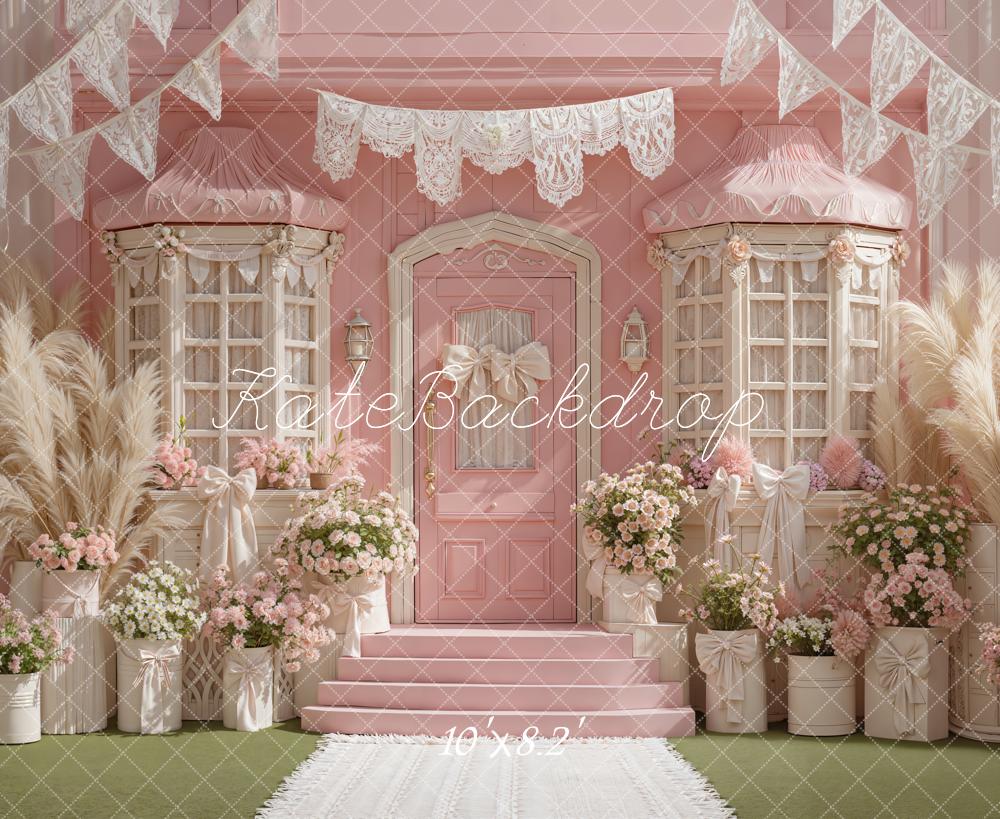 SALE Kate Spring Pink Flower Arch and Bay Window Door Backdrop Designed by Emetselch