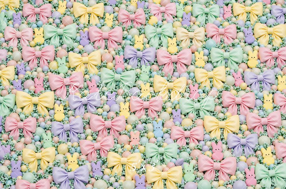 Kate Easter Bunny Pastel Bows Candy Backdrop Designed by Mini MakeBelieve