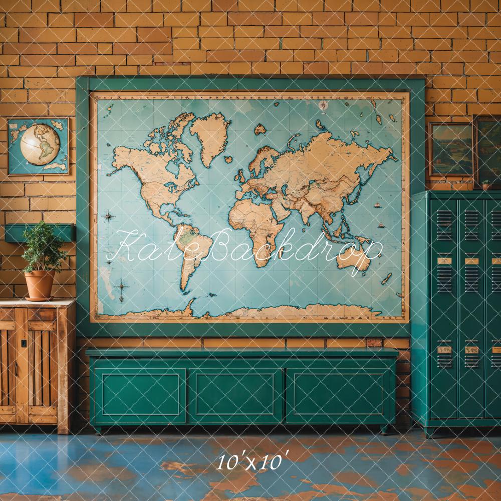 Fondo Escolar de Mapa Mundial Vintage de Graduación Designed by Emetselch