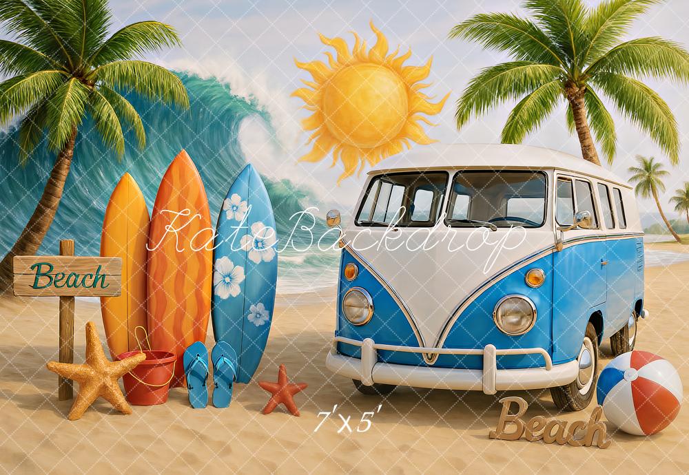 Kate Summer Beach Van Surfboards Sun Backdrop Designed by Ashley Paul