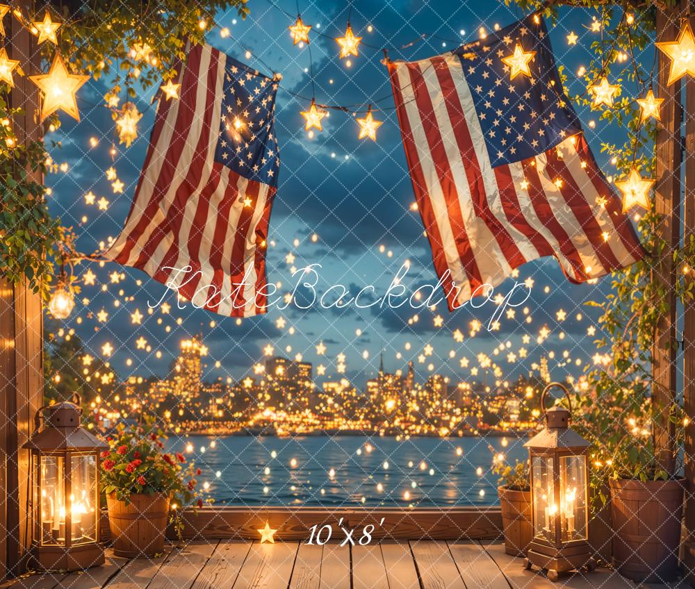 Día de la Independencia Bandera Fondo Nocturno Estrellado Designed by Emetselch