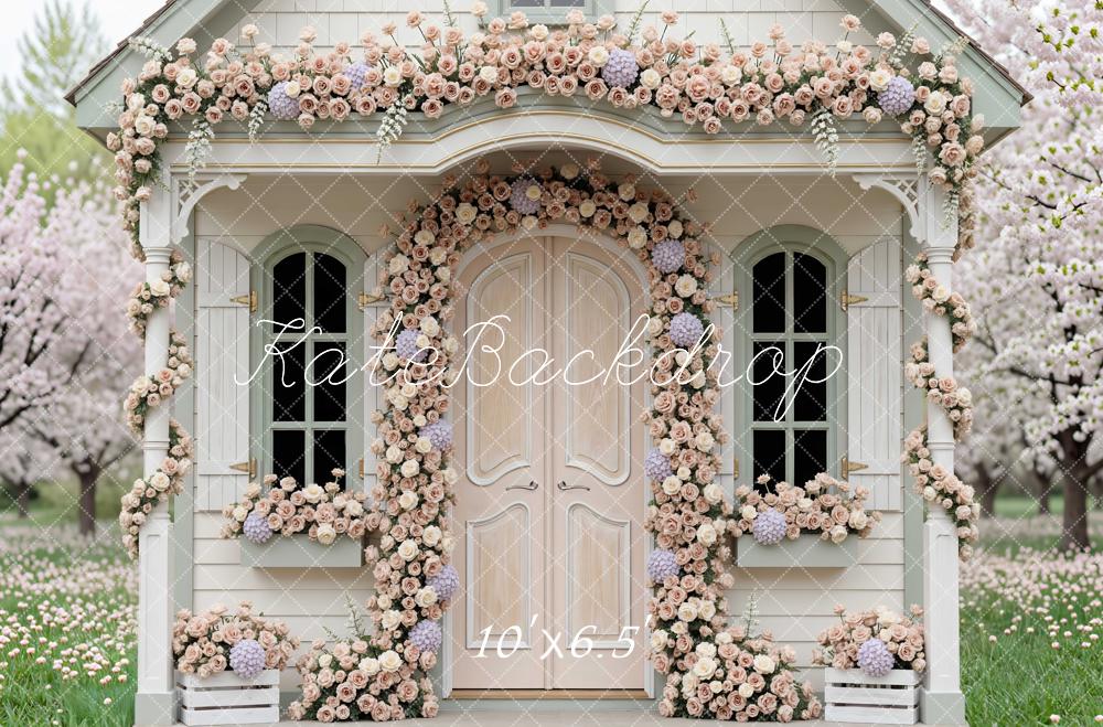 Kate Spring Flower Arch Cottage House Blossoms Backdrop Designed by Mini MakeBelieve