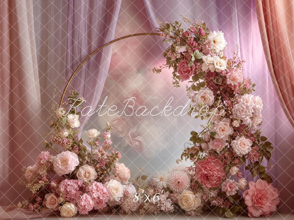 Kate Spring Flower Arch Pink Drapes Floral Arrangement Backdrop Designed by Emetselch