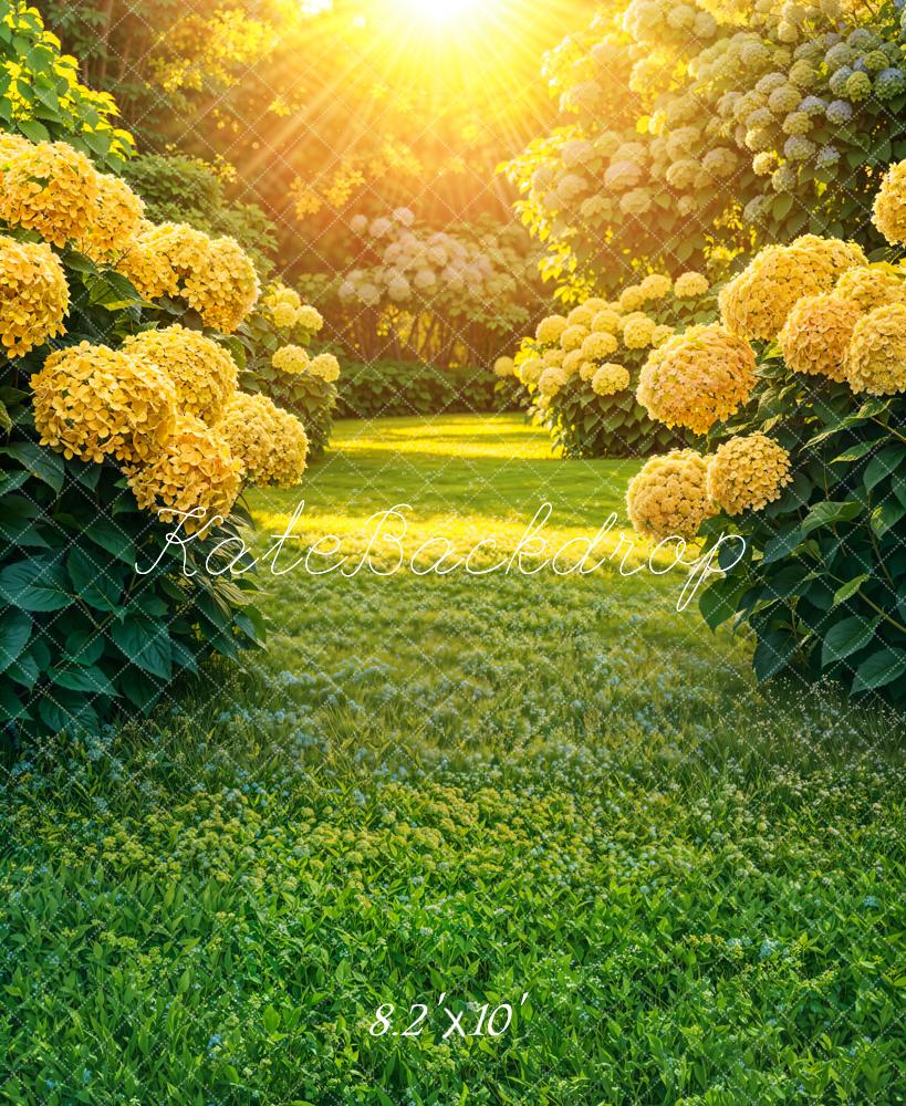 Lente Zonnige Tuin Gele Bloemen Foto Achtergrond Designed by Emetselch