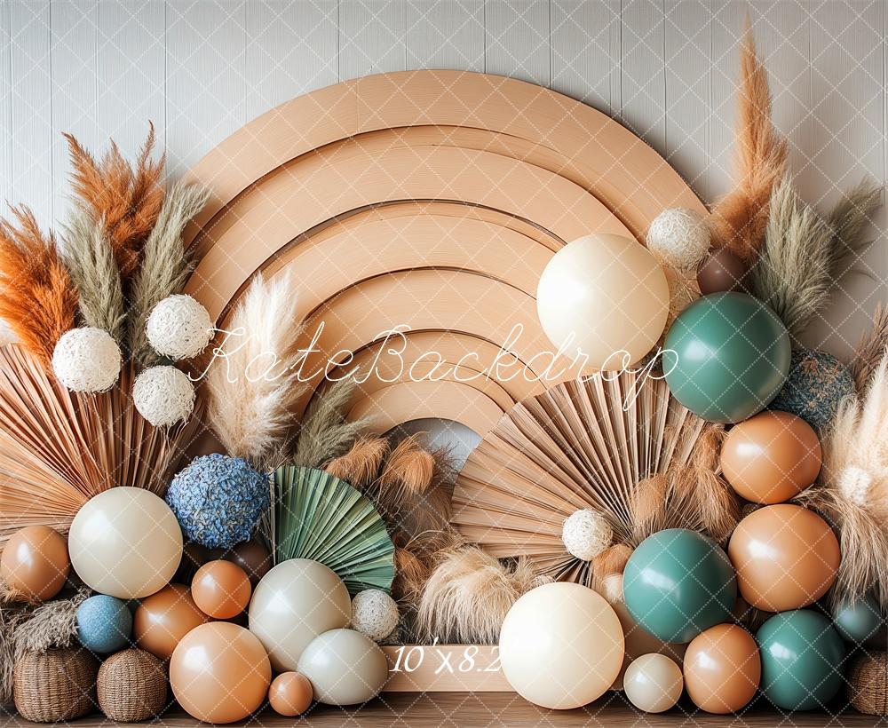 Boho Houten Ballonboog Foto Achtergrond Designed by Patty Roberts