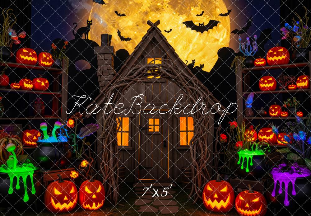 Kate Halloween Haunted House Jack-O-Lantern Moon Cauldrons Backdrop Designed by Patty Roberts