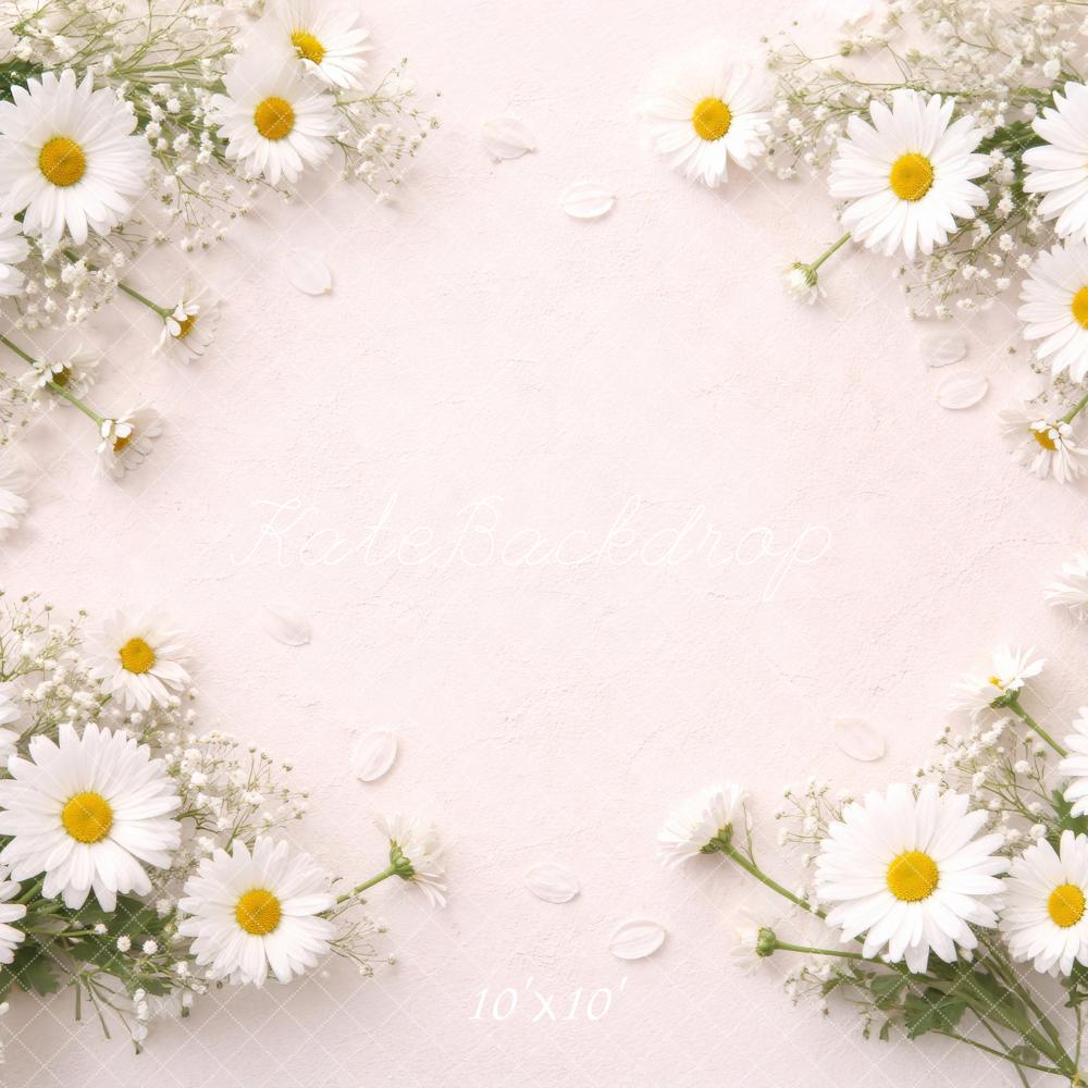 Kate Newborn White Daisy Flowers Border Backdrop Designed by Megan Leigh Photography