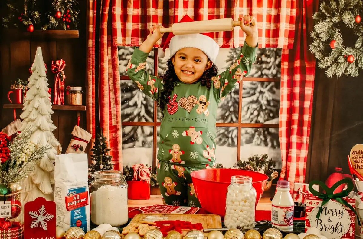 Kate Christmas Red Plaid Curtains Window Backdrop Designed by Emetselch